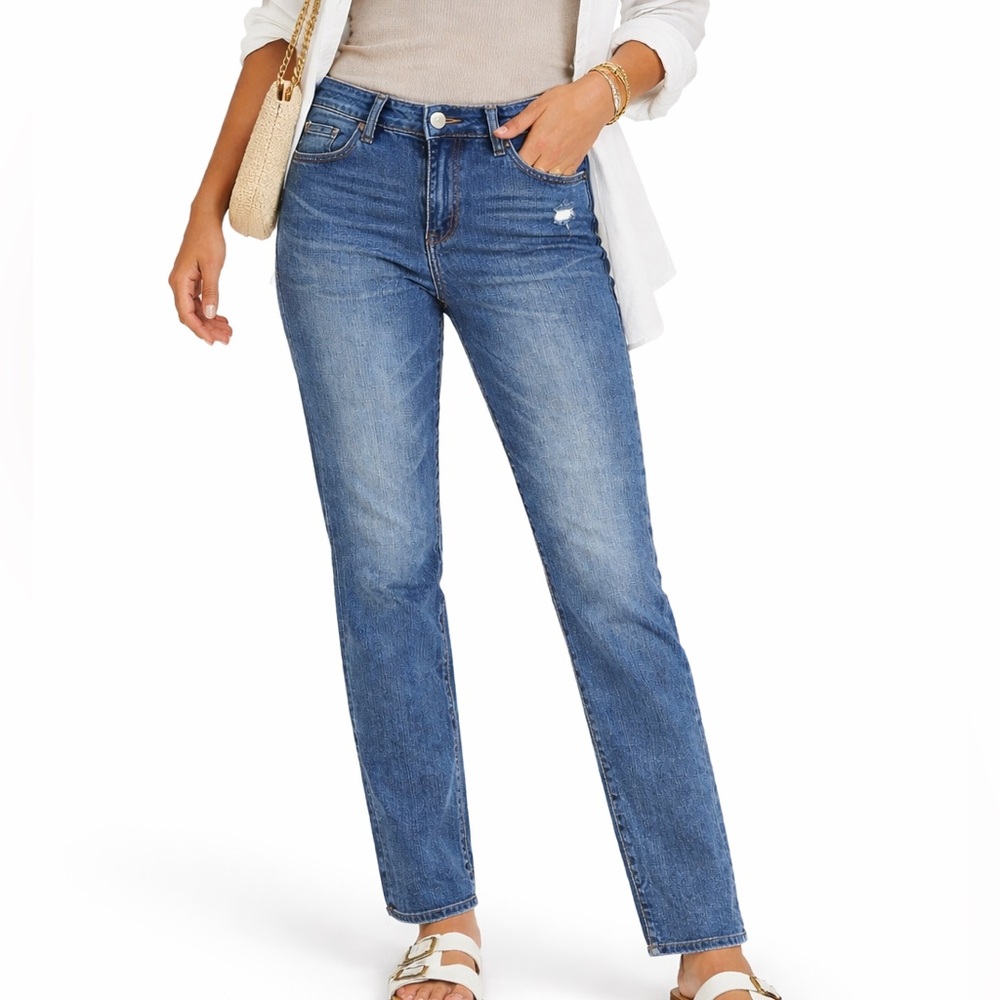 Kut from the Kloth Mid-Rise Straight-Leg Jeans size 12